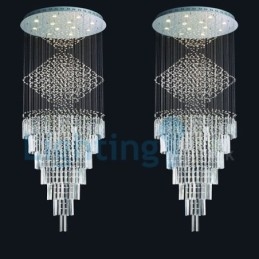 Lámpara de araña contemporánea moderna con montaje empotrado, lámpara colgante con forma de gota de lluvia de cristal