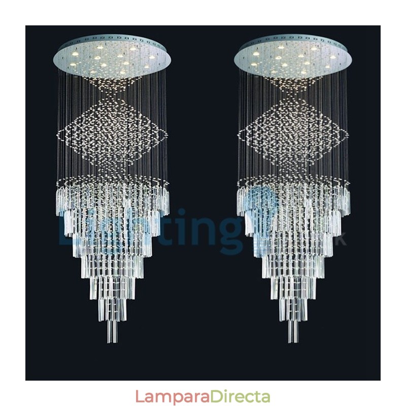 Lámpara de araña contemporánea moderna con montaje empotrado, lámpara colgante con forma de gota de lluvia de cristal