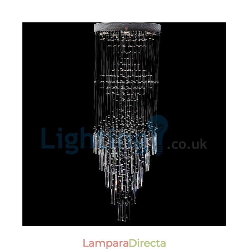 Lámpara de araña contemporánea moderna con montaje empotrado, lámpara colgante con forma de gota de lluvia de cristal