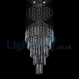Lámpara de araña contemporánea moderna con montaje empotrado, lámpara colgante con forma de gota de lluvia de cristal