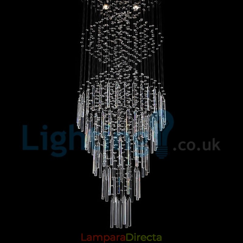 Lámpara de araña contemporánea moderna con montaje empotrado, lámpara colgante con forma de gota de lluvia de cristal