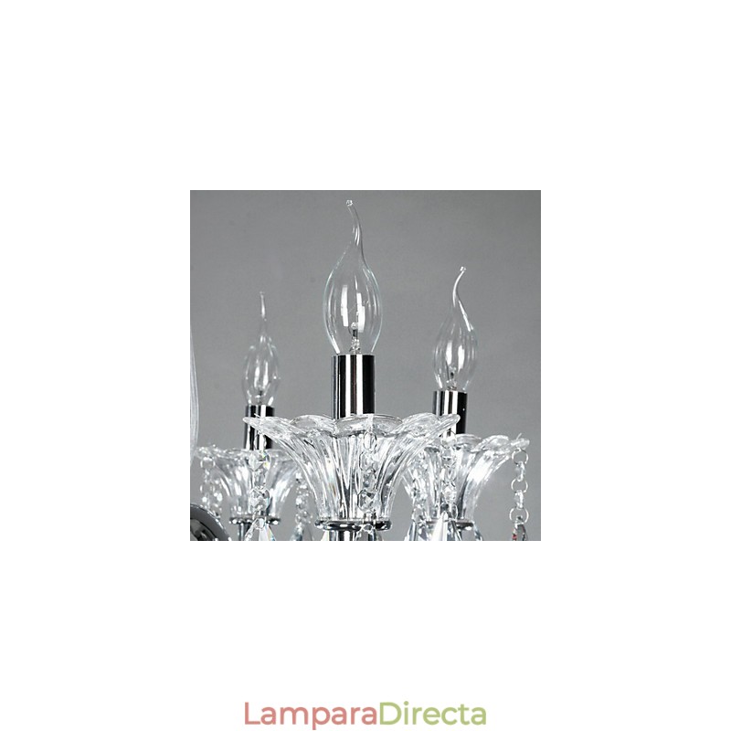 Lámpara de araña estilo americano Lodge de 6 luces con pantalla de vidrio