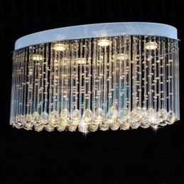 Lámpara de araña contemporánea moderna con montaje empotrado, lámpara colgante con forma de gota de lluvia de cristal