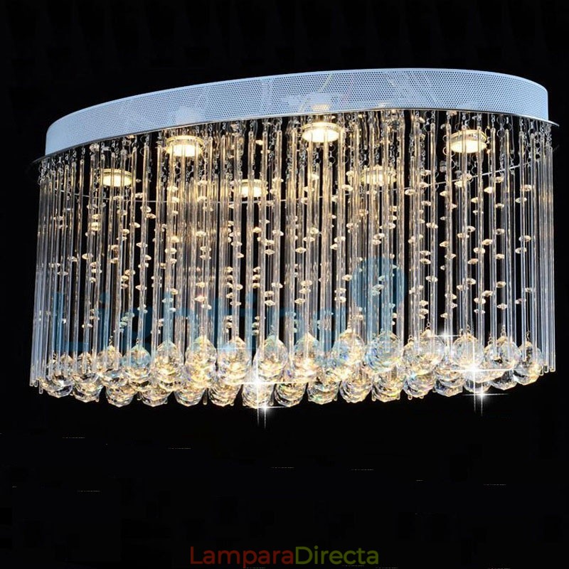 Lámpara de araña contemporánea moderna con montaje empotrado, lámpara colgante con forma de gota de lluvia de cristal