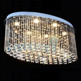 Lámpara de araña contemporánea moderna con montaje empotrado, lámpara colgante con forma de gota de lluvia de cristal
