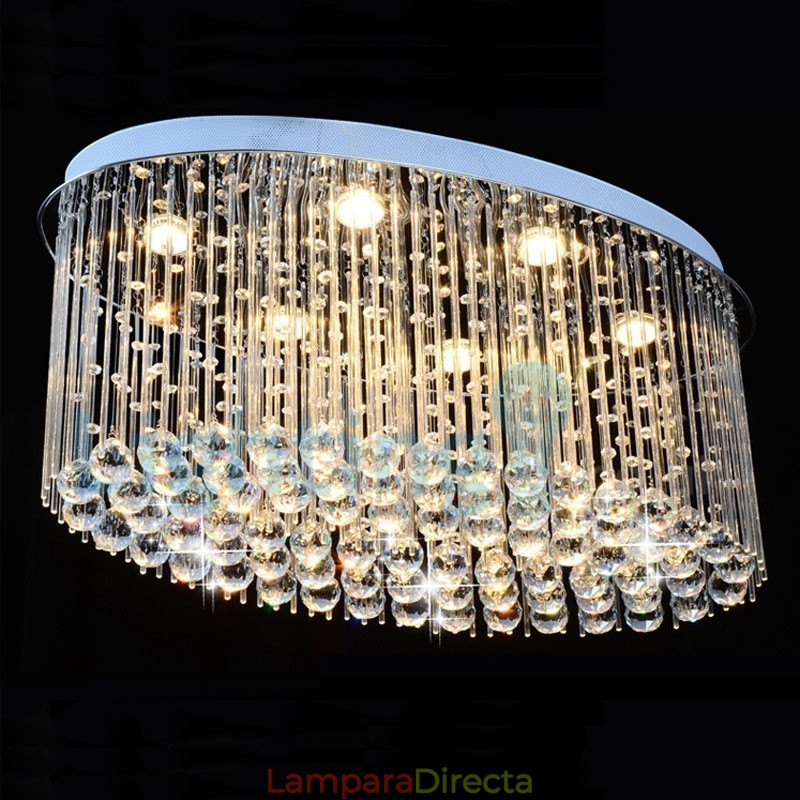 Lámpara de araña contemporánea moderna con montaje empotrado, lámpara colgante con forma de gota de lluvia de cristal