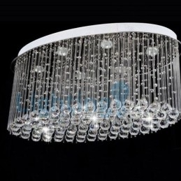 Lámpara de araña contemporánea moderna con montaje empotrado, lámpara colgante con forma de gota de lluvia de cristal