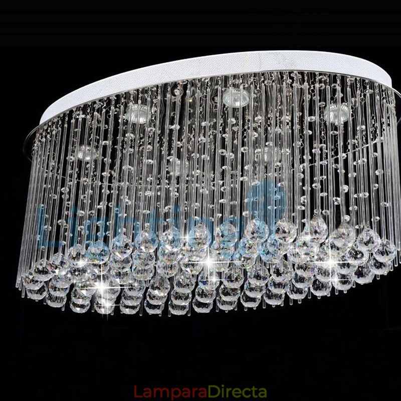 Lámpara de araña contemporánea moderna con montaje empotrado, lámpara colgante con forma de gota de lluvia de cristal
