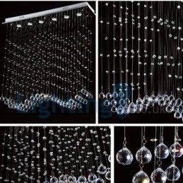 Lámpara de araña contemporánea moderna con montaje empotrado, lámpara colgante con forma de gota de lluvia de cristal