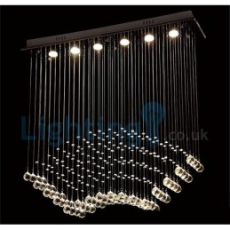Lámpara de araña contemporánea moderna con montaje empotrado, lámpara colgante con forma de gota de lluvia de cristal