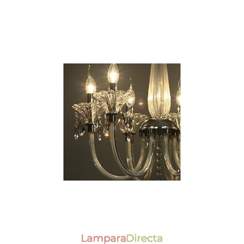 Lámpara de araña estilo americano Lodge de 6 luces con pantalla de vidrio