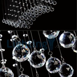 Lámpara de araña contemporánea moderna con montaje empotrado, lámpara colgante con forma de gota de lluvia de cristal