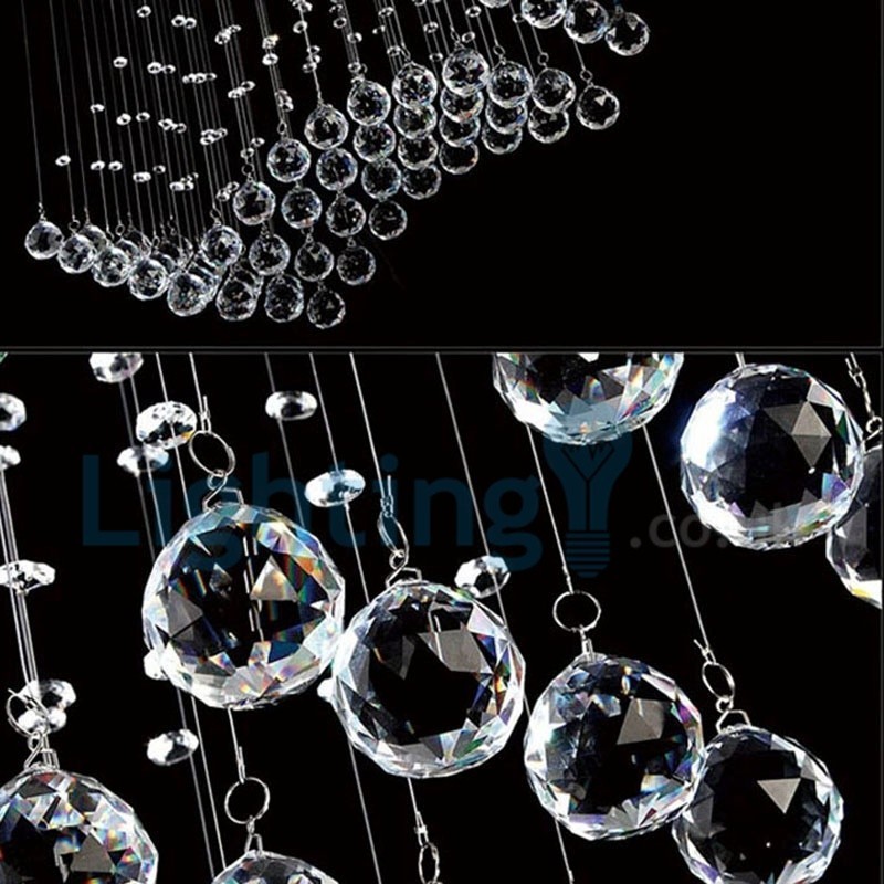 Lámpara de araña contemporánea moderna con montaje empotrado, lámpara colgante con forma de gota de lluvia de cristal