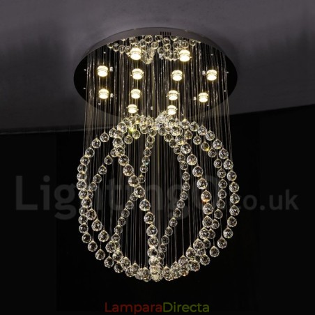 Lámpara de araña contemporánea moderna con montaje empotrado, lámpara colgante con forma de gota de lluvia de cristal Lámpara de araña contemporánea moderna con montaje empotrado, lámpara colgante con forma de gota de lluvia de cristal