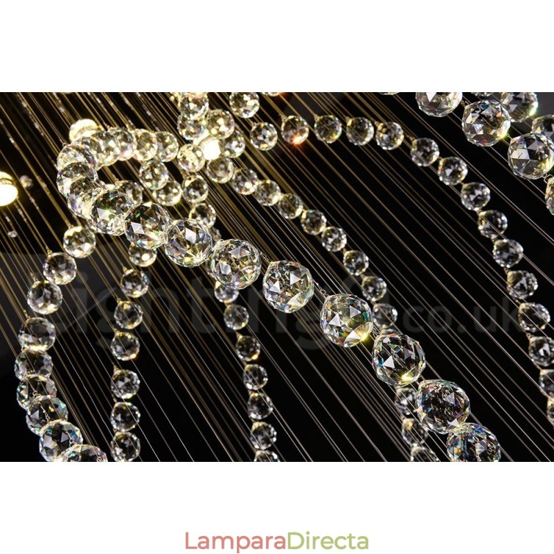 Lámpara de araña contemporánea moderna con montaje empotrado, lámpara colgante con forma de gota de lluvia de cristal