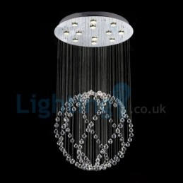 Lámpara de araña contemporánea moderna con montaje empotrado, lámpara colgante con forma de gota de lluvia de cristal