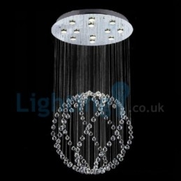 Lámpara de araña contemporánea moderna con montaje empotrado, lámpara colgante con forma de gota de lluvia de cristal