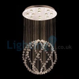 Lámpara de araña contemporánea moderna con montaje empotrado, lámpara colgante con forma de gota de lluvia de cristal
