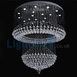 Lámpara de araña contemporánea moderna con montaje empotrado, lámpara colgante con forma de gota de lluvia de cristal