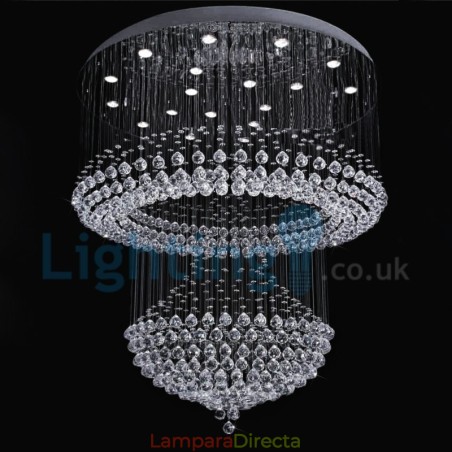 Lámpara de araña contemporánea moderna con montaje empotrado, lámpara colgante con forma de gota de lluvia de cristal Lámpara de araña contemporánea moderna con montaje empotrado, lámpara colgante con forma de gota de lluvia de cristal