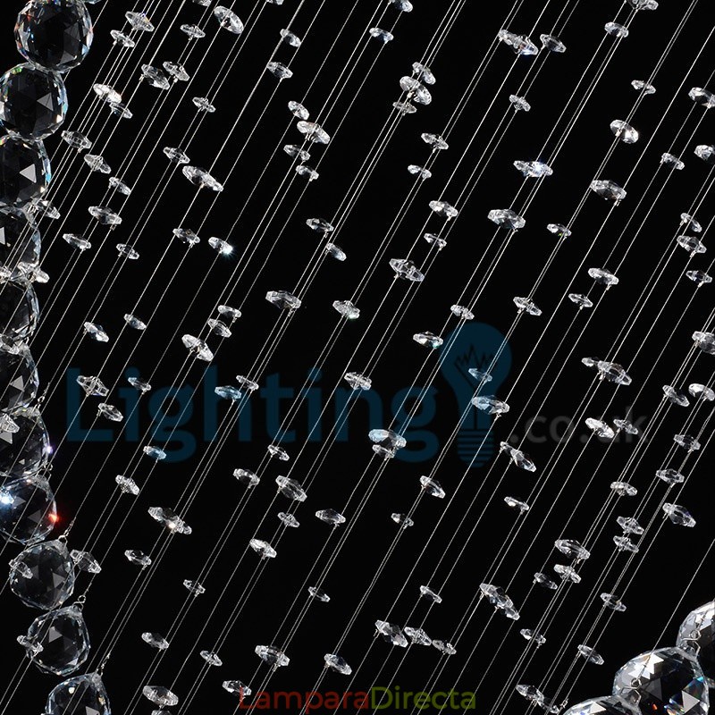 Lámpara de araña contemporánea moderna con montaje empotrado, lámpara colgante con forma de gota de lluvia de cristal