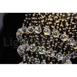 Lámpara de araña contemporánea moderna con montaje empotrado, lámpara colgante con forma de gota de lluvia de cristal
