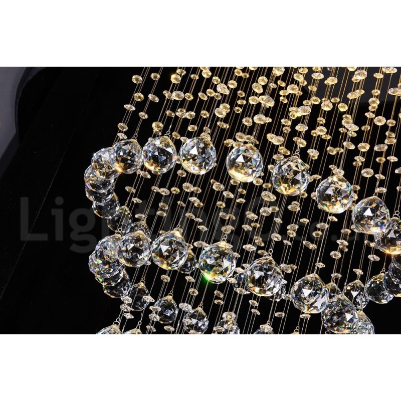 Lámpara de araña contemporánea moderna con montaje empotrado, lámpara colgante con forma de gota de lluvia de cristal