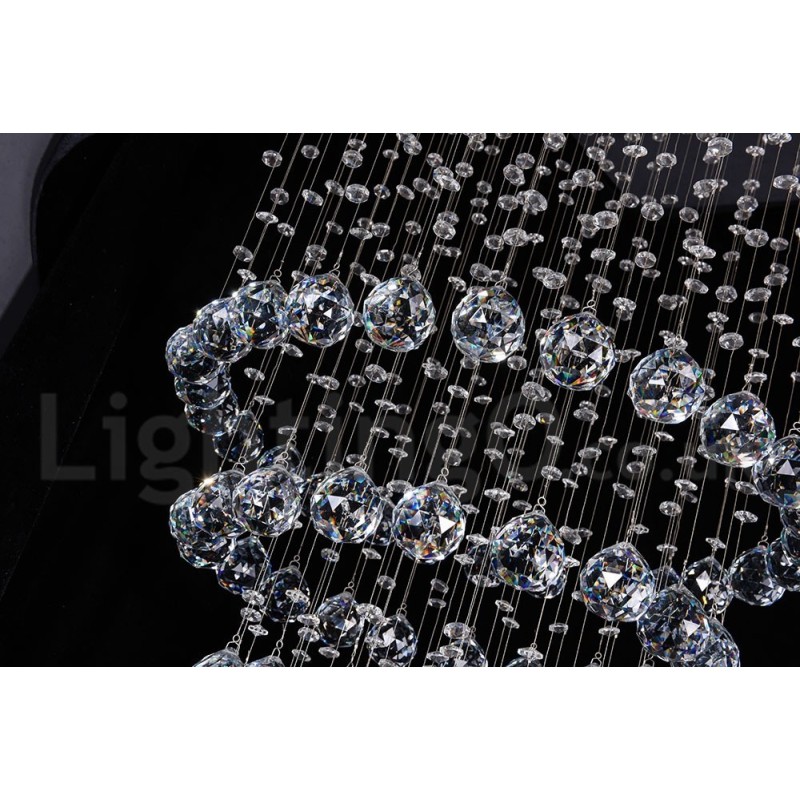 Lámpara de araña contemporánea moderna con montaje empotrado, lámpara colgante con forma de gota de lluvia de cristal