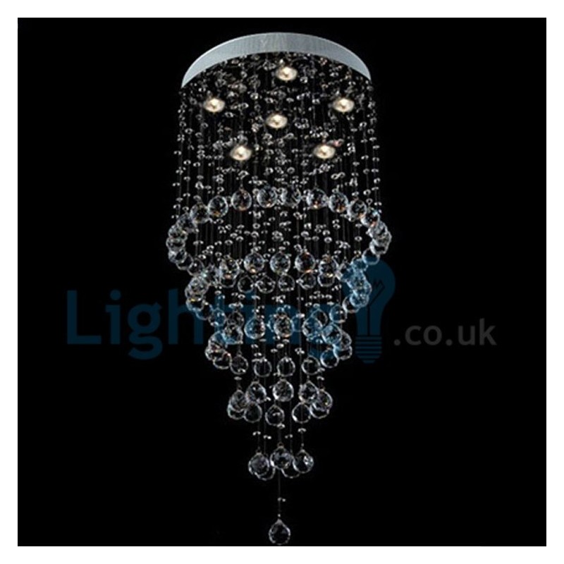 Lámpara de araña contemporánea moderna con montaje empotrado, lámpara colgante con forma de gota de lluvia de cristal
