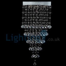Lámpara de araña contemporánea moderna con montaje empotrado, lámpara colgante con forma de gota de lluvia de cristal
