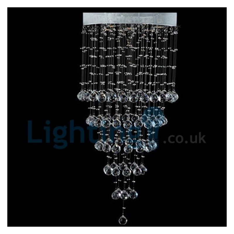 Lámpara de araña contemporánea moderna con montaje empotrado, lámpara colgante con forma de gota de lluvia de cristal