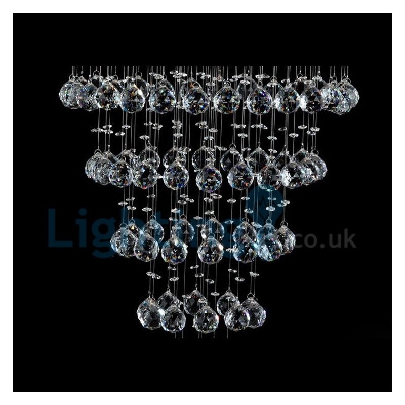 Lámpara de araña contemporánea moderna con montaje empotrado, lámpara colgante con forma de gota de lluvia de cristal