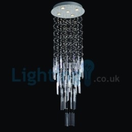 Lámpara de araña contemporánea moderna con montaje empotrado, lámpara colgante con forma de gota de lluvia de cristal