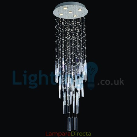 Lámpara de araña contemporánea moderna con montaje empotrado, lámpara colgante con forma de gota de lluvia de cristal Lámpara de araña contemporánea moderna con montaje empotrado, lámpara colgante con forma de gota de lluvia de cristal