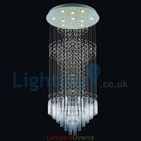 Lámpara de araña contemporánea moderna con montaje empotrado, lámpara colgante con forma de gota de lluvia de cristal Lámpara de araña contemporánea moderna con montaje empotrado, lámpara colgante con forma de gota de lluvia de cristal