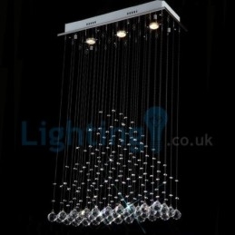 Lámpara de araña contemporánea moderna con montaje empotrado, lámpara colgante con forma de gota de lluvia de cristal