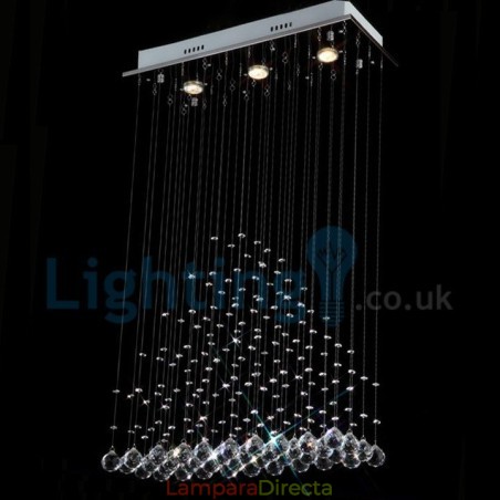 Lámpara de araña contemporánea moderna con montaje empotrado, lámpara colgante con forma de gota de lluvia de cristal Lámpara de araña contemporánea moderna con montaje empotrado, lámpara colgante con forma de gota de lluvia de cristal
