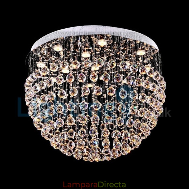 Lámpara de araña contemporánea moderna con montaje empotrado, lámpara colgante con forma de gota de lluvia de cristal