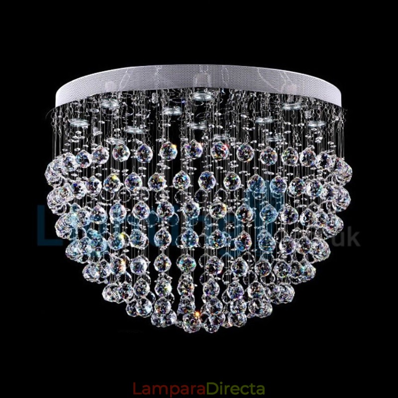 Lámpara de araña contemporánea moderna con montaje empotrado, lámpara colgante con forma de gota de lluvia de cristal