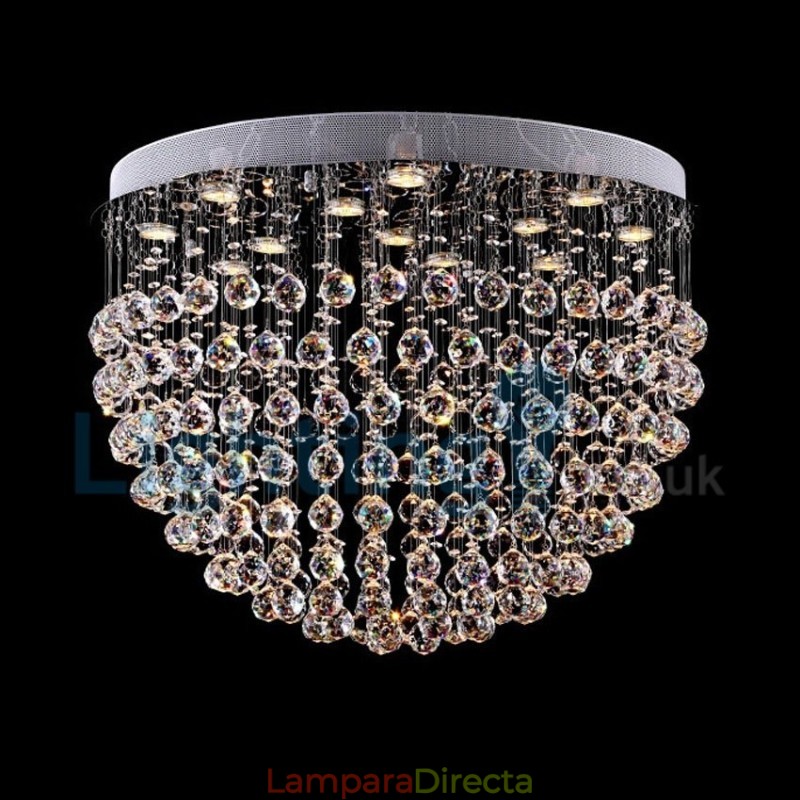 Lámpara de araña contemporánea moderna con montaje empotrado, lámpara colgante con forma de gota de lluvia de cristal