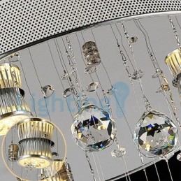 Lámpara de araña contemporánea moderna con montaje empotrado, lámpara colgante con forma de gota de lluvia de cristal