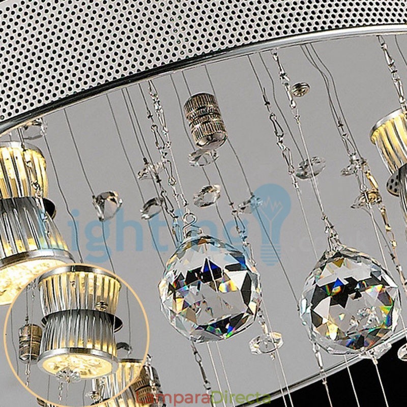 Lámpara de araña contemporánea moderna con montaje empotrado, lámpara colgante con forma de gota de lluvia de cristal