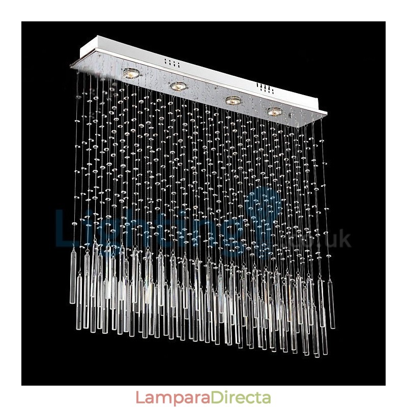 Lámpara de araña contemporánea moderna con montaje empotrado, lámpara colgante con forma de gota de lluvia de cristal