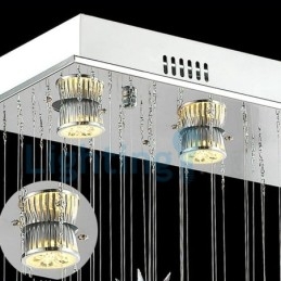Lámpara de araña contemporánea moderna con montaje empotrado, lámpara colgante con forma de gota de lluvia de cristal