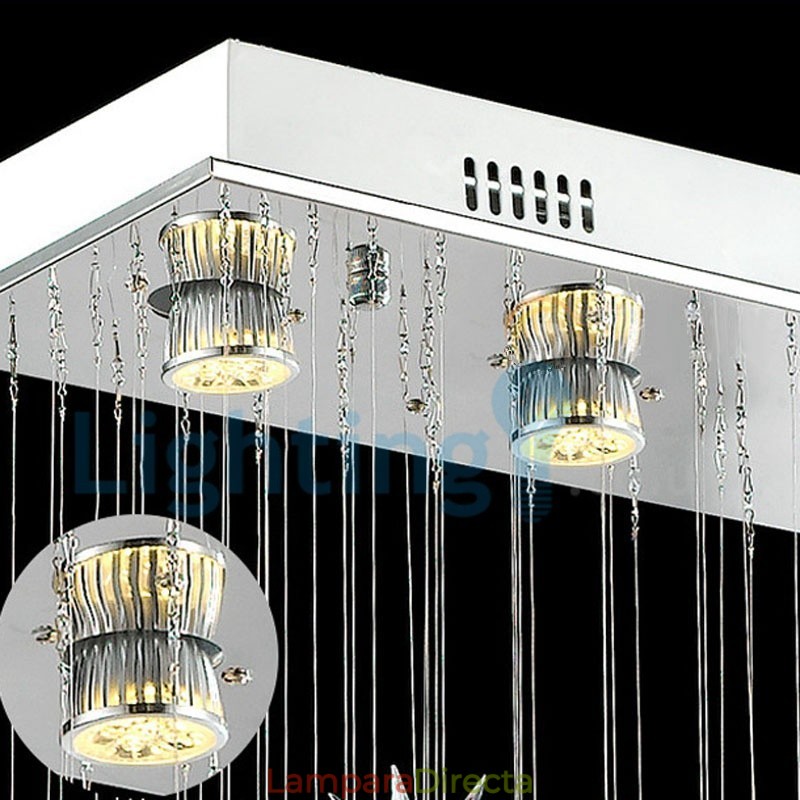 Lámpara de araña contemporánea moderna con montaje empotrado, lámpara colgante con forma de gota de lluvia de cristal