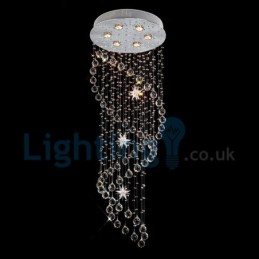 Lámpara de araña contemporánea moderna con montaje empotrado, lámpara colgante con forma de gota de lluvia de cristal
