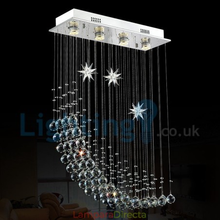 Lámpara de araña contemporánea moderna con montaje empotrado, lámpara colgante con forma de gota de lluvia de cristal Lámpara de araña contemporánea moderna con montaje empotrado, lámpara colgante con forma de gota de lluvia de cristal