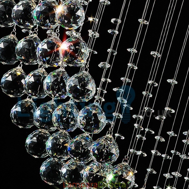 Lámpara de araña contemporánea moderna con montaje empotrado, lámpara colgante con forma de gota de lluvia de cristal