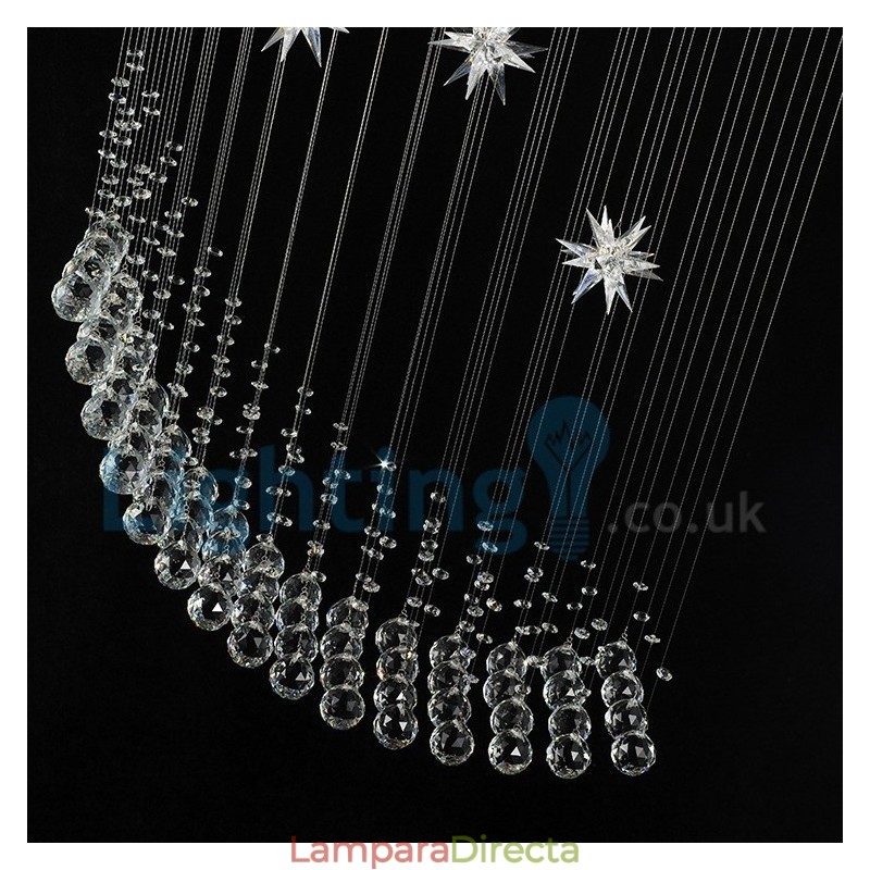 Lámpara de araña contemporánea moderna con montaje empotrado, lámpara colgante con forma de gota de lluvia de cristal