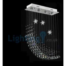 Lámpara de araña contemporánea moderna con montaje empotrado, lámpara colgante con forma de gota de lluvia de cristal